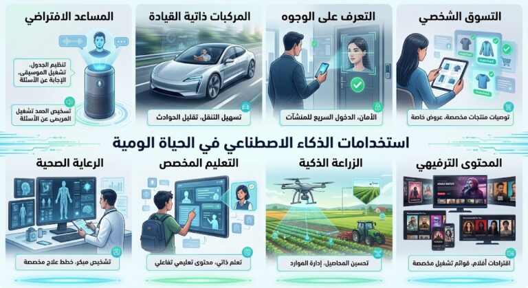 استخدامات الذكاء الاصطناعي في الحياة اليومية استخدامات الذكاء الاصطناعي في الحياة اليومية
