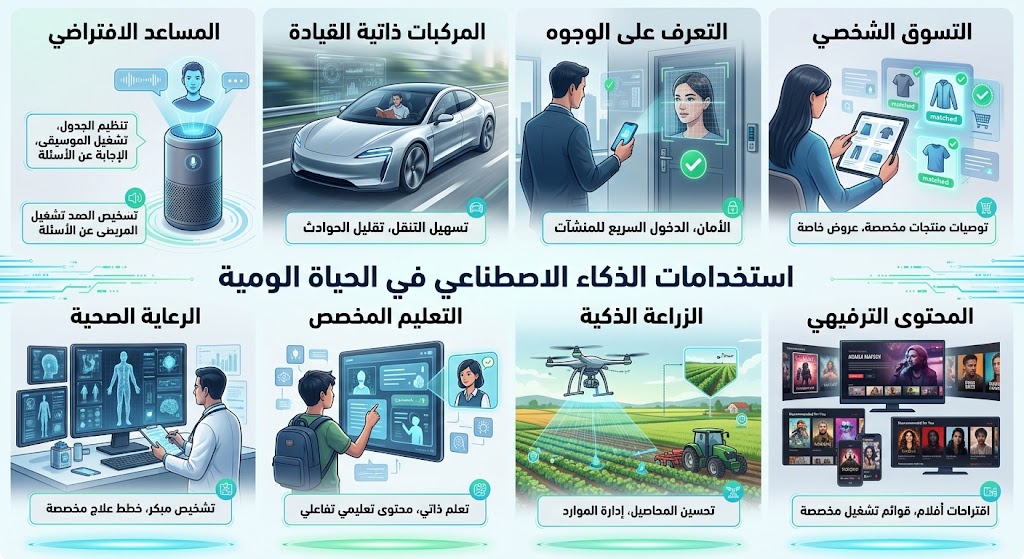 استخدامات الذكاء الاصطناعي في الحياة اليومية استخدامات الذكاء الاصطناعي في الحياة اليومية