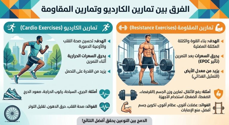 الفرق بين تمارين الكارديو وتمارين المقاومة
