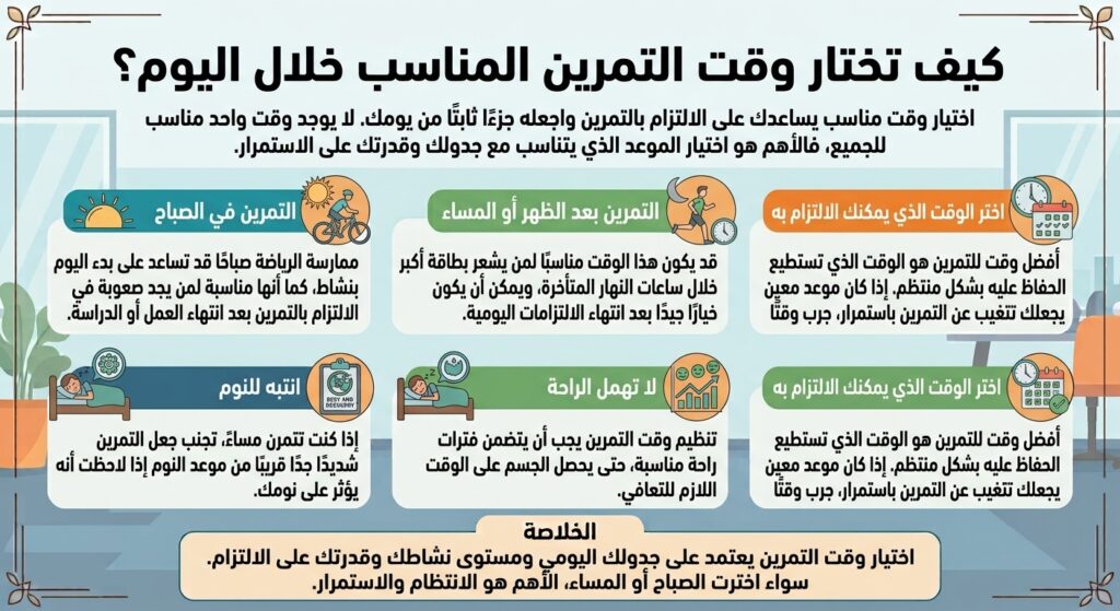 كيف تختار وقت التمرين المناسب خلال اليوم؟