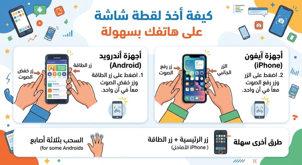 كيفية أخذ لقطة شاشة على هاتفك بسهولة كيفية أخذ لقطة شاشة على هاتفك بسهولة