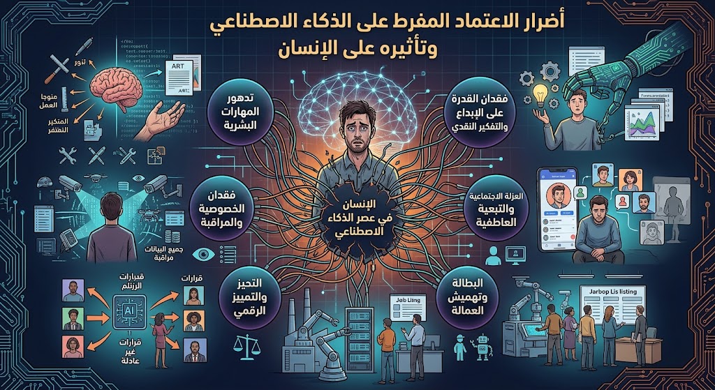 أضرار الاعتماد على الذكاء الاصطناعي وتأثيره على الإنسان أضرار الاعتماد على الذكاء الاصطناعي وتأثيره على الإنسان