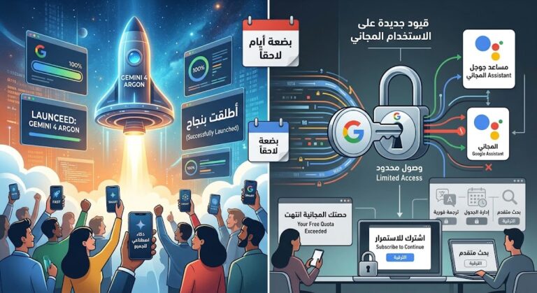 جوجل تقيّد الاستخدام المجاني لمساعدها الذكي بعد أيام من إطلاق Gemini 4 Argon جوجل تقيّد الاستخدام المجاني لمساعدها الذكي بعد أيام من إطلاق gemini 4 argon